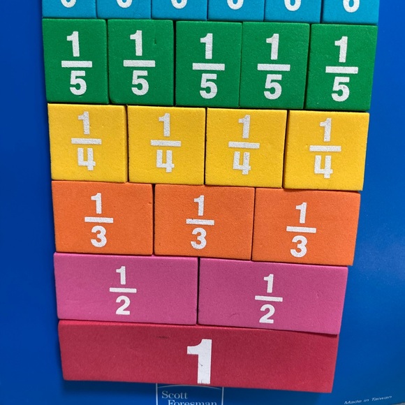 Magnetic rainbow fraction tiles on board, multiple colors, 52 pieces,7.5x10.25  - Picture 4 of 10